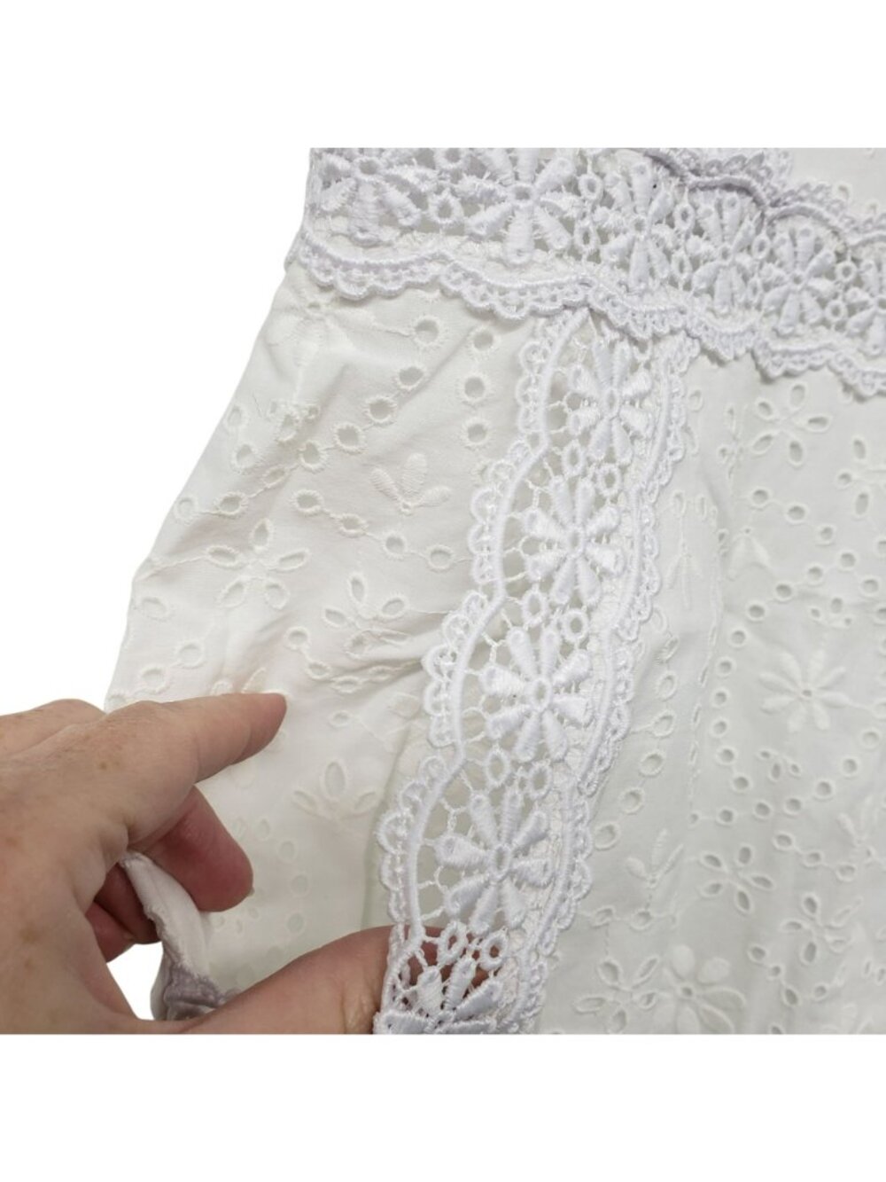 Charo Ruiz Zuma White Eyelet Lace Linen Embroidered Playsuit Romper Boho Beachy - Picture 7 of 14